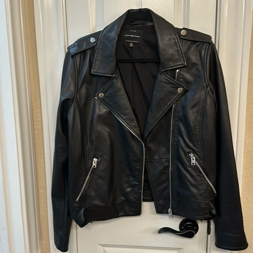 Luck Brand Classic Leather Moto Jacket